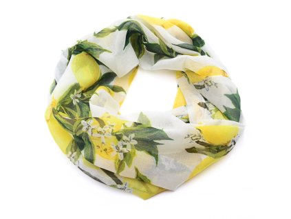Tunelová šála - žluto-bílá s citrony