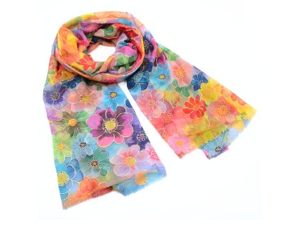 Šála klasická - barevná s květy