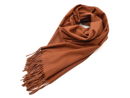 Šála kašmírová - hnědá jednobarevná