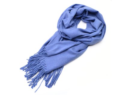 Šála kašmírová - modrá jednobarevná