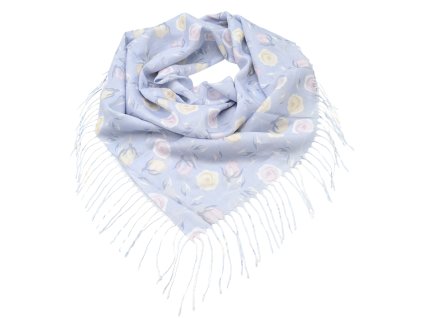Velký šátek - světle modrý s květinovým vzorem