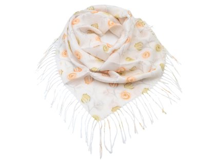 Velký šátek - béžový s květinovým vzorem