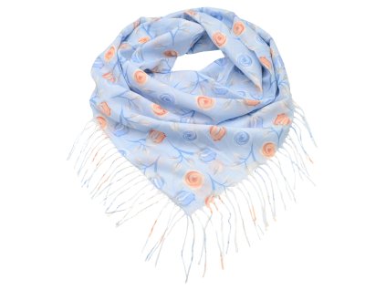 Velký šátek - modrý s květinovým vzorem