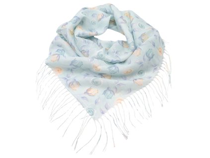 Velký šátek - mentolový s květinovým vzorem