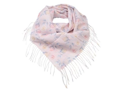 Velký šátek - růžový s květinovým potiskem