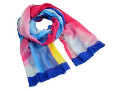 Šála klasická - modro-růžová s potiskem