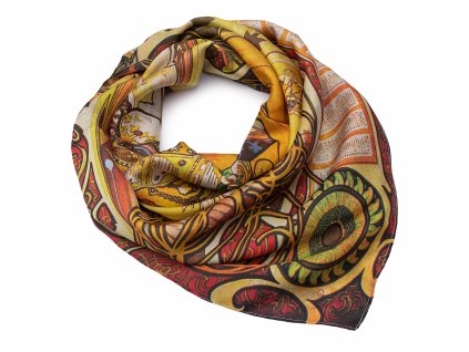 Velký oboustranný šátek 63sv009 40.13 hnědý s potiskem