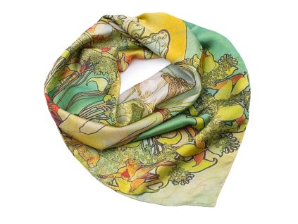 Velký oboustranný šátek 63sv009 51.10 zelený s potiskem