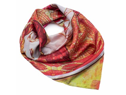 Velký oboustranný šátek 63sv009 20.01 červený s potiskem