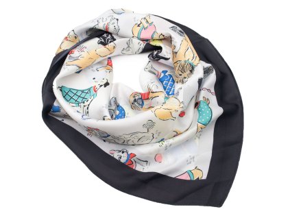 Šátek 63sv005 01.70 černo bílý s pejsky