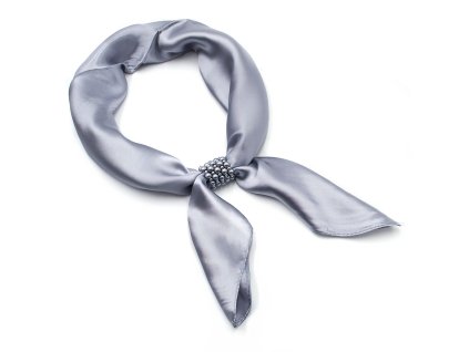 Šátek s bižuterií Letuška Light - šedý jednobarevný