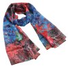 Šála vzdušná - červeno-modrá s barevným potiskem