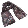 Šála vzdušná - tmavě hnědá s potiskem květin