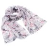 Šála vzdušná - bílo-šedá s květy