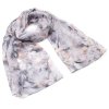 Šála vzdušná - šedá s květy
