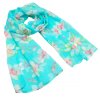 Šála vzdušná - tyrkysová s květinovým vzorem