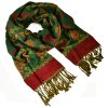 Šála teplá - zeleno-červená norský vzor