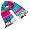 Šála teplá - modro-růžová s potiskem