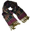 Šála kašmírová - zeleno-fialová norský vzor