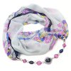 Šála s bižuterií Extravagant - bílo-fialová s potiskem