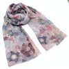 Šála klasická - šedo-růžová s květinovým vzorem