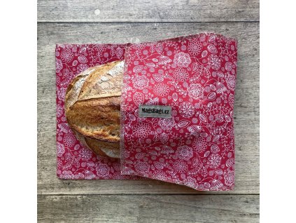 Chlebapsa - kapsa na chléb, červená s bílou květokresbou