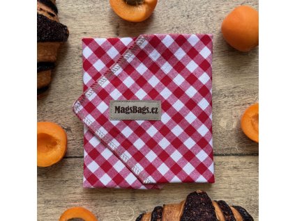 Svačinový ubrousek, červenobílá kostička MagsBags.cz