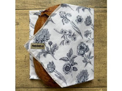 Chlebousek - bílý s modrými květy Magsbags.cz
