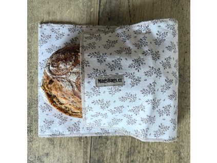 Chlebapsa - kapsa na chléb, bílá s béžovými lístky MagsBags.cz