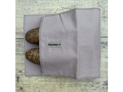 Chlebapsa - kapsa na chléb, béžová s bílou tečkou MagsBags.cz