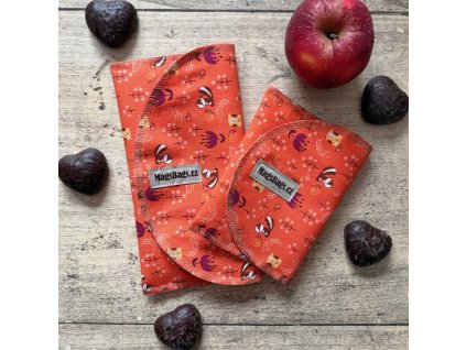 Sada velké a malé kapsy, oranžová retro zvířátka MagsBags.cz