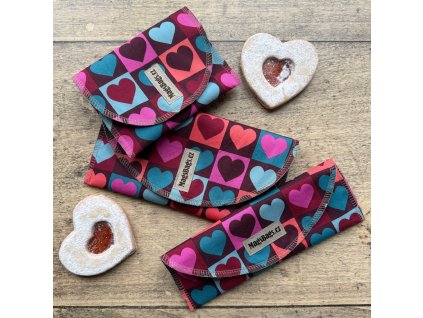 Sada velké a malé kapsy a jednorohlíkovky, barevná srdce MagsBags.cz