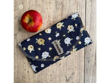 Svačinová kapsa velká - modré anglické růže Magsbags.cz