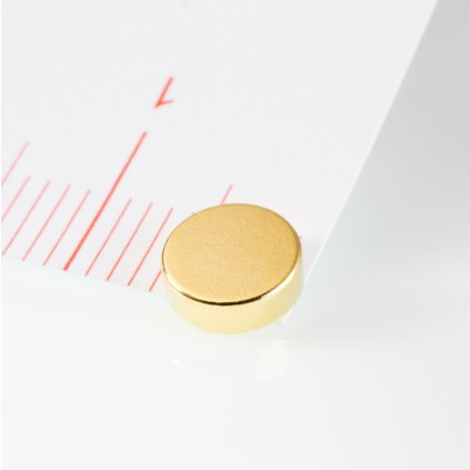 Neodymový magnet válec pr.6x2 Au 80 °C, VMM7-N42 (Počet kusů 1 ks)