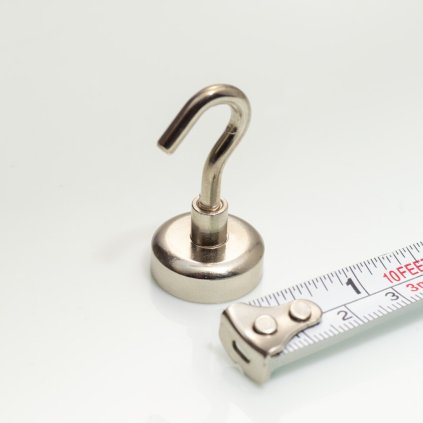 Magnetický háček stříbrný, průměr 20 mm, NdFeB, odtrhová síla 12 kg (Počet kusů 1 ks)