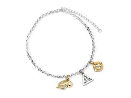 2309 Náramek s přívěsky Zlatonka Relikvie Obraceč stříbrný Harry Potter 1