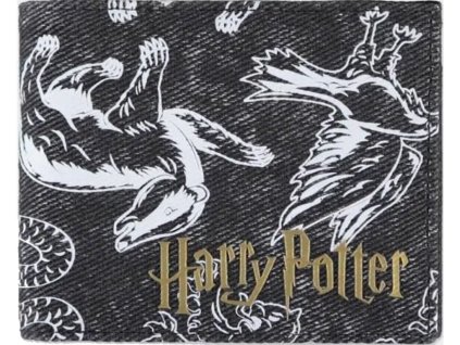 496 Peněženka černá, bílá s kolejními zvířaty, Harry Potter