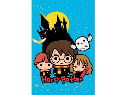 10505 Deka fleecová modrá s postavami, Harry Potter