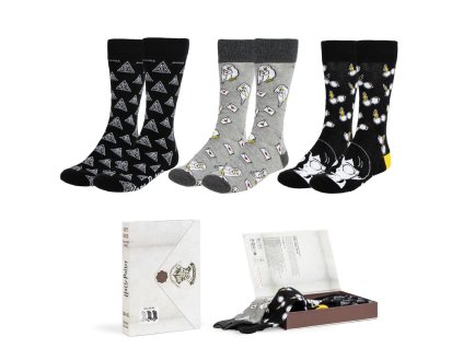 6856 Dárková sada ponožek v krabičce dopis, 3 ks, Harry Potter