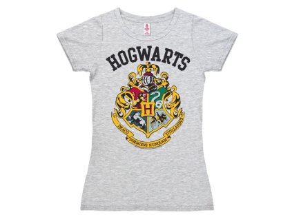 Tričko dámské Hogwarts šedé Harry Potter (Velikost L)