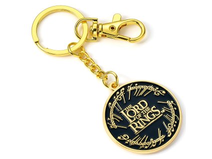 5055583452154 Klíčenka černá/zlatá s logem, Pán prstenů