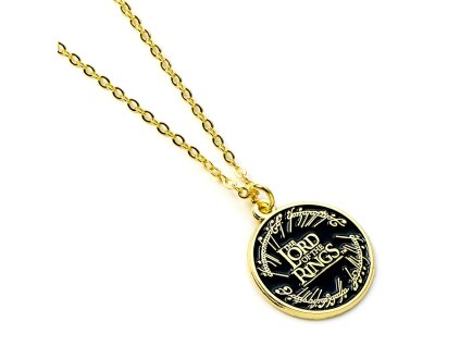 5055583452130 Náhrdelník černý/zlatý s logem, Pán prstenů
