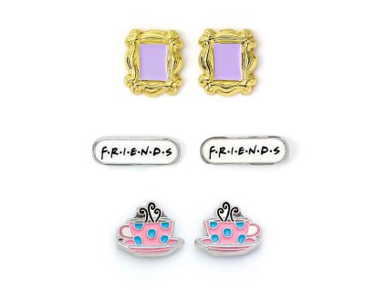 5055583432811 Sada 3 náušnic: rámeček, hrnek na kávu a logo, Přátelé