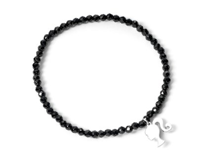 5055583455964 Náramek z černého onyxu s se stříbrnou siluetou, Barbie