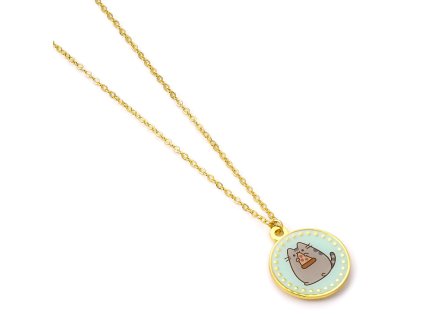 5055583453304 Náhrdelník s přívěskem, zelený s pizzou, Pusheen