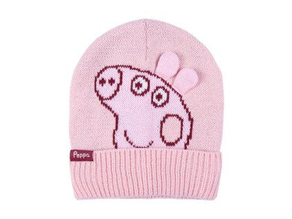 Čepice zimní dětská, růžová, Prasátko Peppa