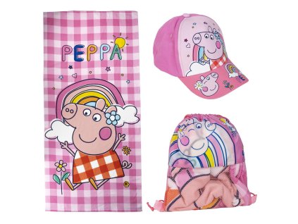 Sada ručník, kšiltovka a taška, Prasátko Peppa