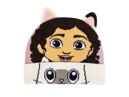 Čepice zimní dětská, bílá, Gábinin kouzelný domek