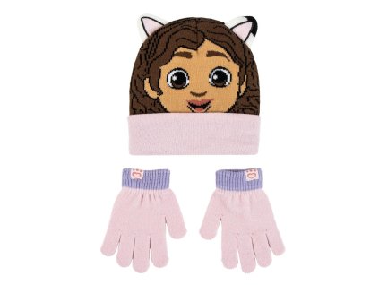 Sada zimní čepice a rukavice, růžová, Gábinin kouzelný domek