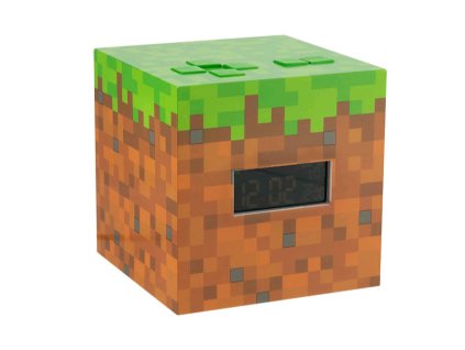 Budík s lampičkou 3D Blok trávy, Minecraft